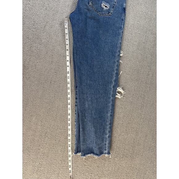 PACSUN Jeans High Rise Straight Button Fly Distressed Medium Wash Denim Size 25 - Picture 8 of 10